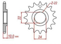 řetězové kolečko pro sekundární řetězy typu 520, JT - Anglie (14 zubů)