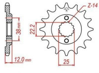 řetězové kolečko pro sekundární řetězy typu 520, JT - Anglie (15 zubů)