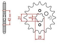 řetězové kolečko pro sekundární řetězy typu 520, JT - Anglie (15 zubů)