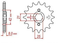 řetězové kolečko pro sekundární řetězy typu 520, JT - Anglie (14 zubů)