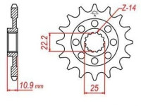 řetězové kolečko pro sekundární řetězy typu 520, JT - Anglie (15 zubů)