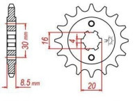 řetězové kolečko pro sekundární řetězy typu 520, JT - Anglie (13 zubů)