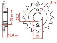 řetězové kolečko pro sekundární řetězy typu 520, JT - Anglie (15 zubů)