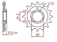 řetězové kolečko pro sekundární řetězy typu 520, JT - Anglie (12 zubů)