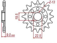 řetězové kolečko pro sekundární řetězy typu 520, JT - Anglie (13 zubů)