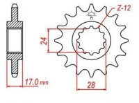 řetězové kolečko pro sekundární řetězy typu 525, JT - Anglie (14 zubů)