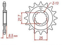 řetězové kolečko pro sekundární řetězy typu 525, JT - Anglie (15 zubů)