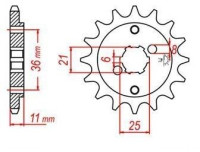 řetězové kolečko pro sekundární řetězy typu 525, JT - Anglie (15 zubů)