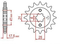 řetězové kolečko pro sekundární řetězy typu 525, JT - Anglie (15 zubů)