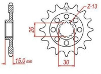 řetězové kolečko pro sekundární řetězy typu 525, JT - Anglie (17 zubů)