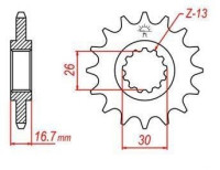 řetězové kolečko pro sekundární řetězy typu 530, JT - Anglie (15 zubů)
