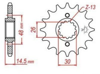 řetězové kolečko pro sekundární řetězy typu 530, JT - Anglie (16 zubů)