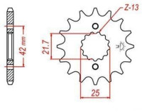 řetězové kolečko pro sekundární řetězy typu 530, JT - Anglie (16 zubů)
