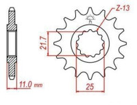 řetězové kolečko pro sekundární řetězy typu 530, JT - Anglie (15 zubů)