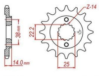 řetězové kolečko pro sekundární řetězy typu 530, JT - Anglie (15 zubů)
