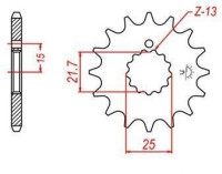 řetězové kolečko pro sekundární řetězy typu 630, JT - Anglie (13 zubů)