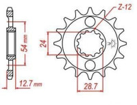 řetězové kolečko pro sekundární řetězy typu 630, JT - Anglie (14 zubů)