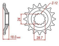 řetězové kolečko pro sekundární řetězy typu 630, JT - Anglie (15 zubů)