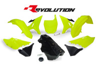 Sada plastů Yamaha - REVOLUTION KIT pro YZ 125/250 02-21, RTECH (neon žlutá-černá, 7 dílů)
