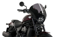 Plexi štít Puig Dark Knight Honda CMX 1100 REBEL (21-23) lesklý černý plast, kouřové plexi