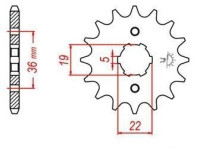 řetězové kolečko pro sekundární řetězy typu 520, JT - Anglie (12 zubů)