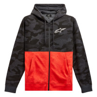 Mikina CAMO BLOCK HOODIE, ALPINESTARS (šedá camo/červená fluo)