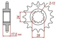 řetězové kolečko pro sekundární řetězy typu 520, JT - Anglie (14 zubů)