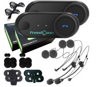 Sada 2 kusů FreedConn T-COM VB handsfree do helmy, headset na motorku, dosah 800m