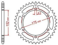 Ocelová rozeta pro sekundární řetězy typu 428, JT - Anglie (57 zubů)