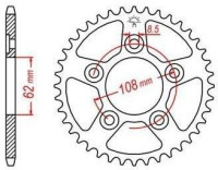 Ocelová rozeta pro sekundární řetězy typu 520, JT - Anglie (41 zubů)