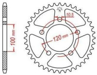 Ocelová rozeta pro sekundární řetězy typu 520, JT - Anglie (40 zubů)