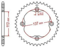Ocelová rozeta pro sekundární řetězy typu 520, JT - Anglie (40 zubů)
