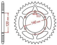 Ocelová rozeta pro sekundární řetězy typu 525, JT - Anglie (46 zubů)