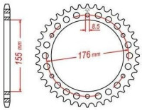 Ocelová rozeta pro sekundární řetězy typu 530, JT - Anglie (45 zubů)