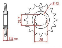 řetězové kolečko pro sekundární řetězy typu 520, JT - Anglie (16 zubů)