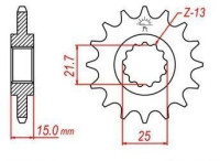 řetězové kolečko pro sekundární řetězy typu 525, JT - Anglie (14 zubů)